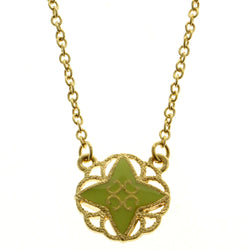 Mi Amore Fashion-Necklace Green/Gold-Tone