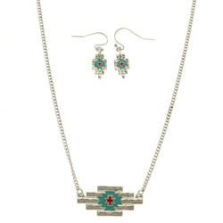 Mi Amore Necklace-Earring-Set Silver-Tone/Red