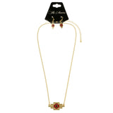 Mi Amore Necklace-Earring-Set Gold-Tone/Red