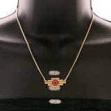 Mi Amore Necklace-Earring-Set Gold-Tone/Red