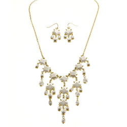 Mi Amore Necklace-Earring-Set Gray/Gold-Tone