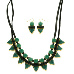 Mi Amore Necklace-Earring-Set Green/Black