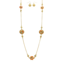 Mi Amore Flower Necklace-Earring-Set Multicolor/Gold-Tone