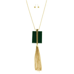 Mi Amore Necklace-Earring-Set Green/Gold-Tone