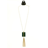 Mi Amore Necklace-Earring-Set Green/Gold-Tone