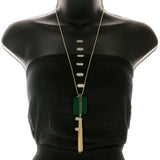 Mi Amore Necklace-Earring-Set Green/Gold-Tone