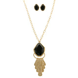 Mi Amore Necklace-Earring-Set Black/Gold-Tone