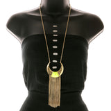 Mi Amore Tassel Necklace-Earring-Set Gold-Tone/Green