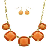 Mi Amore Necklace-Earring-Set Orange/Gold-Tone