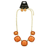 Mi Amore Necklace-Earring-Set Orange/Gold-Tone