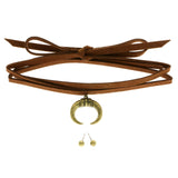 Mi Amore Crescent Necklace-Earring-Set Brown/Gold-Tone