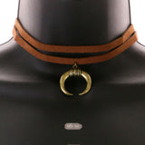 Mi Amore Crescent Necklace-Earring-Set Brown/Gold-Tone