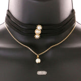 Mi Amore Necklace-Earring-Set Black/Gold-Tone