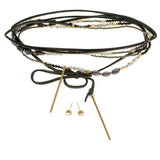 Mi Amore Bow Necklace-Earring-Set Multicolor/Gold-Tone