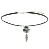 Mi Amore Feather Choker-Necklace Silver-Tone/Blue