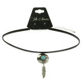 Mi Amore Feather Choker-Necklace Silver-Tone/Blue