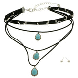 Mi Amore Necklace-Earring-Set Black/Blue