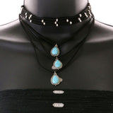 Mi Amore Necklace-Earring-Set Black/Blue