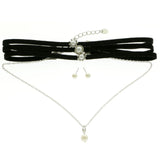 Mi Amore Necklace-Earring-Set Black/Silver-Tone