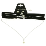 Mi Amore Necklace-Earring-Set Black/Silver-Tone