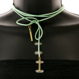 Mi Amore Bow Choker-Necklace Green/Gold-Tone