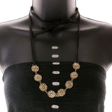 Mi Amore Bow Necklace-Earring-Set Gold-Tone/Black