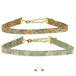 Mi Amore Flower Necklace-Earring-Set Multicolor/Gold-Tone