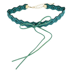 Mi Amore Bow Choker-Necklace Blue/Green