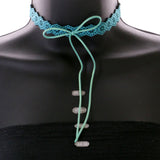 Mi Amore Bow Choker-Necklace Blue/Green