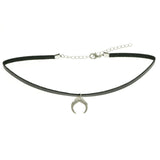 Mi Amore Crescent Choker-Necklace Silver-Tone/Black