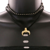 Mi Amore Crescent Multiple-Necklace-Set Black/Gold-Tone