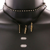 Mi Amore Feather Choker-Necklace Black/Gold-Tone