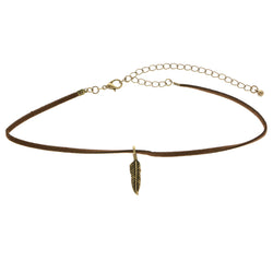 Mi Amore Feather Choker-Necklace Brown/Gold-Tone
