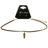 Mi Amore Feather Choker-Necklace Brown/Gold-Tone