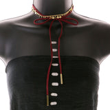 Mi Amore Bow Choker-Necklace Red/Gold-Tone