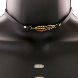 Mi Amore Leaf Necklace-Earring-Set Black/Gold-Tone