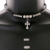 Mi Amore Cross Choker-Necklace Silver-Tone/Black