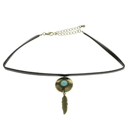 Mi Amore Feather Choker-Necklace Gold-Tone/Blue