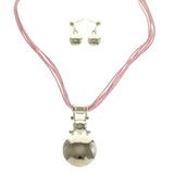 Mi Amore Necklace-Earring-Set Silver-Tone/Pink