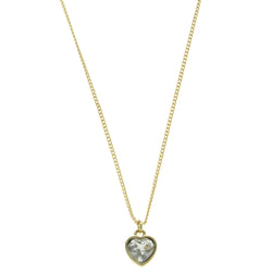 Mi Amore Heart Pendant-Necklace Gold-Tone/Clear