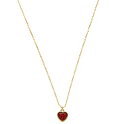 Mi Amore Heart Pendant-Necklace Gold-Tone/Red
