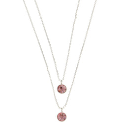 Mi Amore Layered-Necklace Silver-Tone/Pink