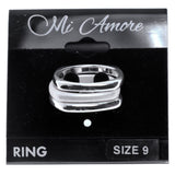 Mi Amore 3 ring set Sized-Ring Silver-Tone/White Size 9.00