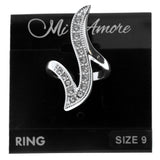 Mi Amore Cubic Zirconia Sized-Ring Silver-Tone/Clear Size 9.00