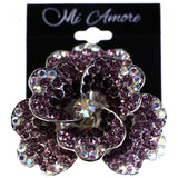 Mi Amore Flower AB Finish Stretch-Ring Purple & Silver-Tone Size 2.00