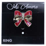 Mi Amore Christmas holiday ribbon Sized-Ring Gold-Tone/Red Size 7.00