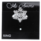 Mi Amore Christmas holiday snowflake Sized-Ring Silver-Tone/Clear Size 8.00