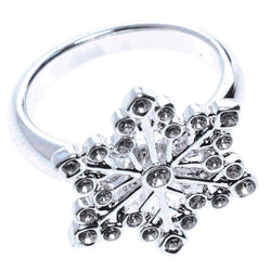 Mi Amore Christmas holiday snowflake Sized-Ring Silver-Tone/Clear Size 9.00