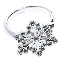 Mi Amore Christmas holiday snowflake Sized-Ring Silver-Tone/Clear Size 10.00
