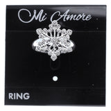 Mi Amore Christmas holiday snowflake Sized-Ring Silver-Tone/Clear Size 10.00